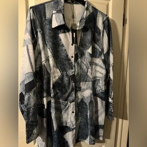 Denim patch shirt dress